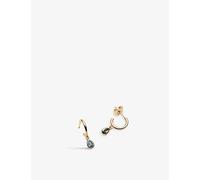 La Maison Couture Womens La Maison Couture With Love Darling #6 Water Drop 14ct Yellow Gold-Plated Vermeil 925 Sterling Silver and Cubic Zirconia Hoop Earrings Blue 1 Size