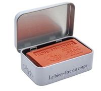 La Maison du Savon de Marseille - Cement Tiles Design Soap Tin with Oud Wood Scented Shea Butter Soap - Shower Storage Soap Holder and Travel Soap Case - 125g Soap Bar