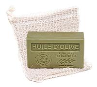 La Maison du Savon de Marseille - Exfoliating 100% Sisal Bag with Olive Oil Scented Shea Butter Soap - Natural, Eco-Friendly and Moisturising for Smooth Skin- 125g Bar