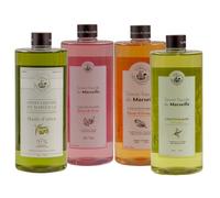 La Maison du Savon De Marseille - French Liquid Soap with Organic Olive Oil - Hand Wash - Nourishing and Moisturising - 1 Litre Refills - Set of 4 - Various Fragrances