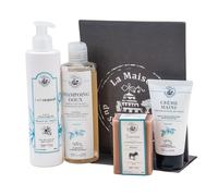 La Maison du Savon de Marseille - French Self Care Gift Set - Featuring Shampoo - Hand Cream - Soap Bar and Body Lotion - Monoi Fragrance