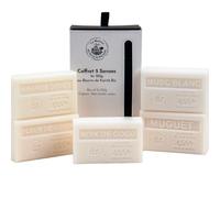 La Maison du Savon de Marseille - French Soaps - Organic Shea Butter Skincare Gift Set - White Collection - Sweet Almond - Cotton Flower - Lily of the Valley - White Musk - Coconut - 5 x 125g Bars