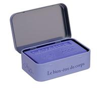 La Maison du Savon de Marseille - Lavender Fields Soap Tin with Lavender Scented Shea Butter Soap - Shower Storage Soap Holder and Travel Soap Case - 125g Soap Bar