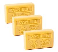 La Maison du Savon de Marseille Vanilla Scented Soap Bar - Enriched with Organic Shea Butter - Hydrating Hand & Body Soap - 100% Natural Ingredients - Made in Provence - 3x125g