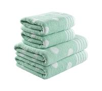 La Maison Jacquard Circles Polka Dots 100% Cotton 500GSM Luxury Hand Towel Bath Towel Super Soft Highly Absorbent Everyday Use (4 Piece Bale Set - 2 Hand Towels and 2 Bath Towels, Mint)