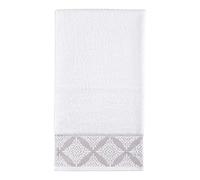 La Maison Jacquard Rosa Floral Border 100% Cotton 500GSM Luxury Hand Towel Bath Towel Super Soft Highly Absorbent Everyday Use (50cm x 80cm Hand Towel, White)