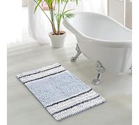 La Maison Luxury Cotton Non Slip Plush Shaggy Loop Pebble Bath Mat Rug Supersoft Cashmere Touch Highly Absorbent Shower Toilet Quick Drying Bathroom Mat (Blue)