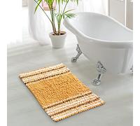 La Maison Luxury Cotton Non Slip Plush Shaggy Loop Pebble Bath Mat Rug Supersoft Cashmere Touch Highly Absorbent Shower Toilet Quick Drying Bathroom Mat (Ochre)