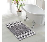 La Maison Luxury Cotton Non Slip Plush Shaggy Loop Pebble Bath Mat Rug Supersoft Cashmere Touch Highly Absorbent Shower Toilet Quick Drying Bathroom Mat (Grey)