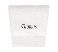 La Maison Personalised Embroidered Face Hand Bath Sheet Beach Towel Swimming Towel Any Name 100% Egyptian Cotton Supersoft Durable Everyday Towels (Hand Towel, White)