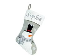 La Maison Personalised Luxury Plush Fluffy Christmas Stocking Red Green Santa Snowman Penguin Large Stocking Xmas Decor (Grey Snowman)