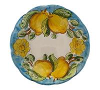La Maison Unique: 2404251144 Deep Plate 23.5 cm in Vietrese Ceramic, Hand-Painted - Traditional "Lemon" Decoration - Amalfi Coast Style - Made in Italy