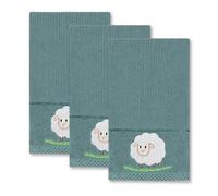 La Maison Woven Embroidered Tea Towels Pack of 3 Large 40 x 70cm Super Absorbent Housewarming Gifts 4 Styles Cotton Rich (Sage, Sheep)