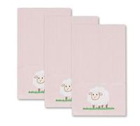 La Maison Woven Embroidered Tea Towels Pack of 3 Large 40 x 70cm Super Absorbent Housewarming Gifts 4 Styles Cotton Rich (Pink, Sheep)