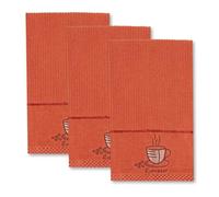 La Maison Woven Embroidered Tea Towels Pack of 3 Large 40 x 70cm Super Absorbent Housewarming Gifts 4 Styles Cotton Rich (Orange, Espresso)