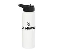 La Mancha Spanish Windmill Don Quixote Black Print Stainless Steel Insulated Water Bottle