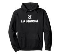 La Mancha Spanish Windmill Don Quixote White Print Pullover Hoodie