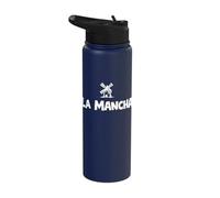 La Mancha Spanish Windmill Don Quixote White Print Stainless Steel Insulated Water Bottle