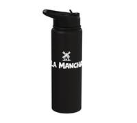 La Mancha Spanish Windmill Don Quixote White Print Stainless Steel Insulated Water Bottle