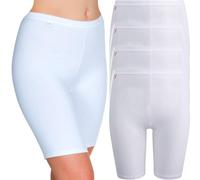 La Marquise Cotton Comforts Women’s Long-Leg Slip Shorts (2 Pack, Boxed), High-Waisted Anti-Chafing Cotton-Rich Underwear, Above-Knee (White, UK 14)