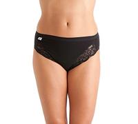 Ladies 3 Pairs Multipack Premium High Leg Maxi Cotton Briefs Lace Stretchy Comfortable Knickers (10, Black)