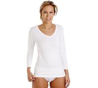 La Marquise Ladies Multipack Two Thermal Vests Cotton Rich Long Sleeve WAM Stretchy (10/12, White)