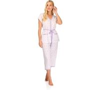 La Marquise Ladies 'Vintage Blossoms' Short Sleeve Cropped Pyjamas 45417 Lilac XL-2XL