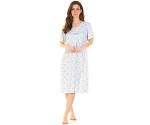La Marquise Primrose in Bloom Cotton Rich Short Sleeve Nightdress (Blue, M/L, UK 14-16, EU 42-44)