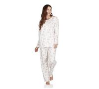La Marquise Women’s Button Through Cuddleknit® Brushed Floral Pyjama Set (UK, Alpha, S, M, Regular, Regular, Pink)