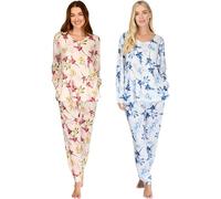 La Marquise Women’s Floral Long Sleeve Pyjama Set (UK, Alpha, S, M, Regular, Regular, Berry)