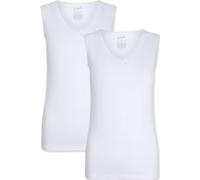 La Marquise Women's 2 Pack Cotton Micro Rib Sleeveless Thermal Vest Lace Trim in White | Size: 14-16 La Marquise White 14-16