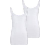 La Marquise Women's 2 Pack Cotton Pointelle Camisole Vests with Lace Trim in White | Size: 14-16 La Marquise White 14-16