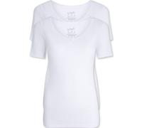 La Marquise Women's 2 Pack Cotton Pointelle Short Sleeve Vest with Lace Trim in White | Size: 10-12 La Marquise White 10-12