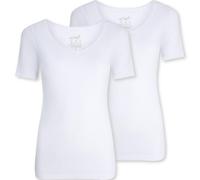 La Marquise Women's 2 Pack Cotton Pointelle Short Sleeve Vests with Lace Trim