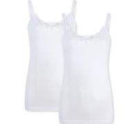 La Marquise Women's Camisole Rib Guipure Vest - 2 Pack - M/L - (UK 14-16 EU 42-44) White