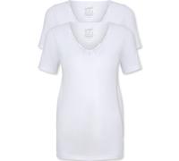La Marquise Women's Short Sleeve Rib Vest with Guipure -2 Pack (UK, Numeric, 14, 16, Regular, Regular, White)