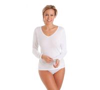 La Marquise Womens Viloft Long Sleeve Thermal Vest 2 Pack, Lace Neck, White, Size 10-12 (EU 38-40)