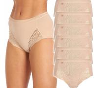 La Marquise Ladies Lace Maxi Briefs Cotton Rich Full Coverage Knickers Underwear 3 Pairs Beige Nude Size 20