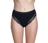 La Marquise 3 Pair Pack Ladies High Leg Briefs Knickers Lace Comfort Cotton (14, Black)