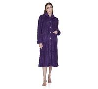 La Marquise Women's Button Through Supersoft Fleece Dressing Gown (UK, Alpha, Size: M/L (UK 10-12, EU 38-40), Regular, Mauve)