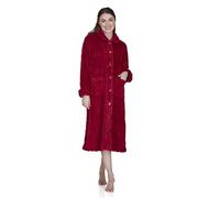 La Marquise Women's Button Through Supersoft Fleece Dressing Gown (UK, Alpha, Size: S/M (UK 8-10, EU 36-38), Regular, Burgundy)