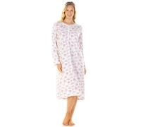 La Marquise Women's Elizabeth Floral Cloudknit Long Sleeve Button Up Nightdress (Pink Floral, XL/XXL UK 22/24, EU 50/52)