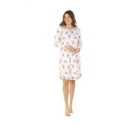 La Marquise Womens Jersey Knit Nightdress Ladies Long Sleeve Nightie Ivory Reindeer Size 12-14