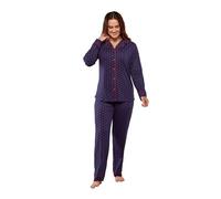 La Marquise Womens Jersey Knit Pyjamas Ladies Button Through Pyjama PJs Navy Stars Size 8/10