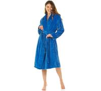 La Marquise Women's Shawl Collar Wrapover Supersoft Fleece Dressing Gown Robe Blue Teal M/L (UK 14-16, EU 42-44)