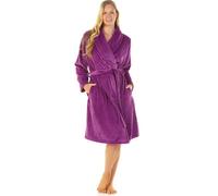La Marquise Women's Shawl Collar Wrapover Supersoft Fleece Dressing Gown Robe Purple, S/M (UK 10-12, EU 38-40)