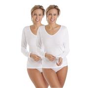 La Marquise Womens Viloft Long Sleeve Thermal Vest 2 Pack, Lace Neck, White, Size 14-16 (EU 42-44)