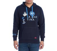 La Martina Mens Hoodie Over Fit Hooded Sweatshirt YMF309-FP568 Men - Blue - Size Medium
