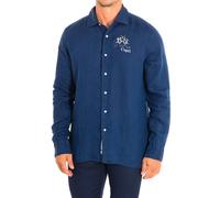 La Martina Mens Long Sleeve Shirt TMC311-TL319 - Blue Linen - Size Medium