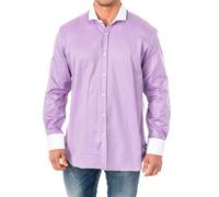 La Martina Mens Long Sleeve Shirt with lapel collar KMCJ02 - Violet Cotton - Size Small